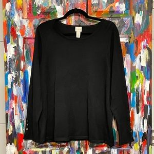 Chico’s 3P Petite Long Sleeve Black Sweater